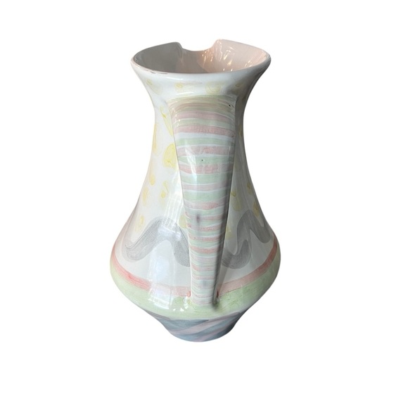 McKenzie Childs Large 12” Pitcher Hand Painted Rare Retired Pastel - Picture 3 of 9